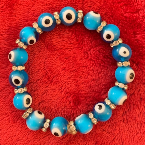 Jewelry - Aqua blue, custom hand made “evil eye” bracelet